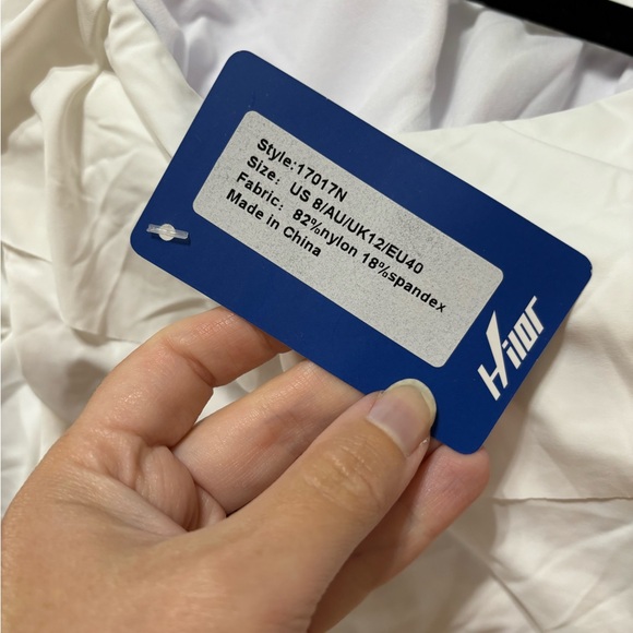 One shoulder white ruffle one piece swimsuit, size 8 - Picture 3 of 5